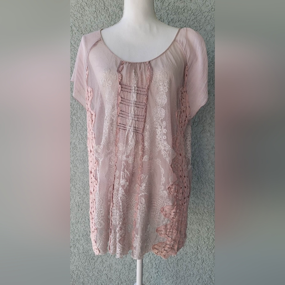 4 Love And Liberty Elegant Lace Top in Soft Pink - Picture 2 of 16